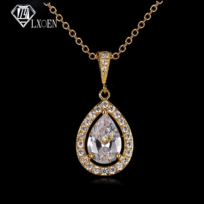 Ожерелье LXOEN с подвеской в виде грушевидной капельки женское роскошное модное
