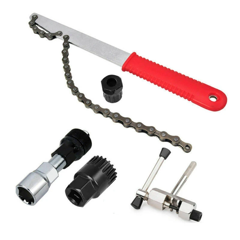 

5 in 1 MTB Bike Crank Wheel Extractor Removal Cassette Chain Whip Repair Tools Kit for Motorcycle Bicycle Maintenance Bottom
