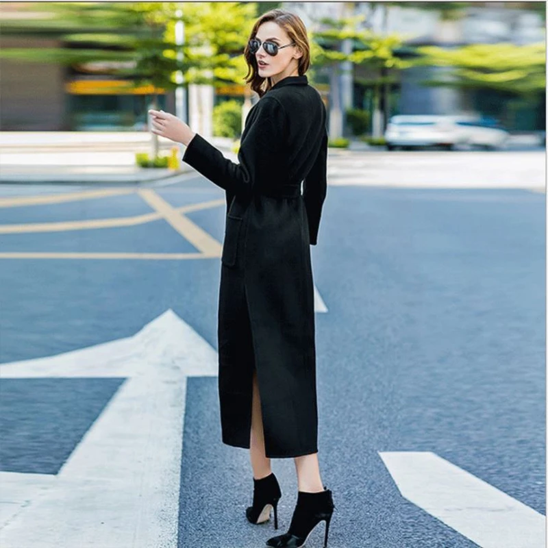 Winter Woolen New style Female Overcoat wool Oversized Cashmere Jacket Women Tide Ladies Slim Black Outerwear Long Medium Coat