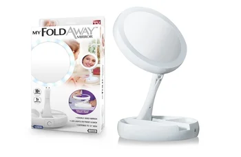 

Portable Folding 1x/10x Magnifying LED Light Up Double Side Makeup Mirror Tabletop Batteries or USB Charging, 270°Rotation