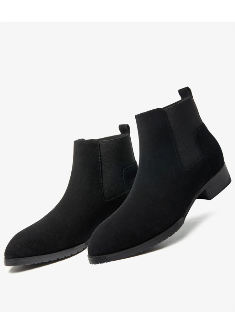 Handmade Luxury Brand Cow Leather Autumn Winter Men Boots Fashion Pointed Toe Wedding Chelsea Shoes Vintage Motorcycle Boots