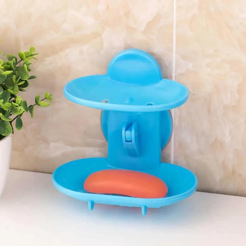 Bathroom Double-layer Soap Dish With Drain Hole Punch-free Soap Holder With Suction Cup Household Detachable Soap Dish