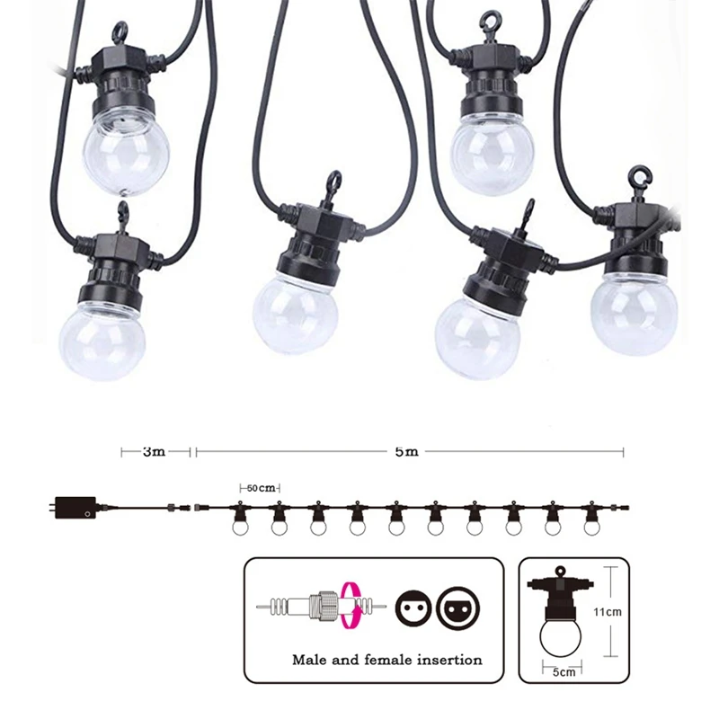 8 м 13 м G50 светодиодный шар лампы фестонная нить огни Открытый водонепроницаемый шар гирлянда Рождество Гирлянда Свадебные садовые Вечерние