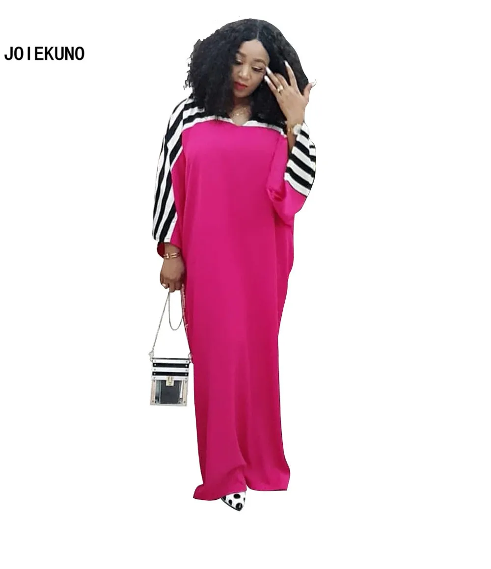 

Joiekuno 2019 Summer Striped Party Long Dress Vestidos Lady V neck Loose Casual Club Full Dress Women AM357