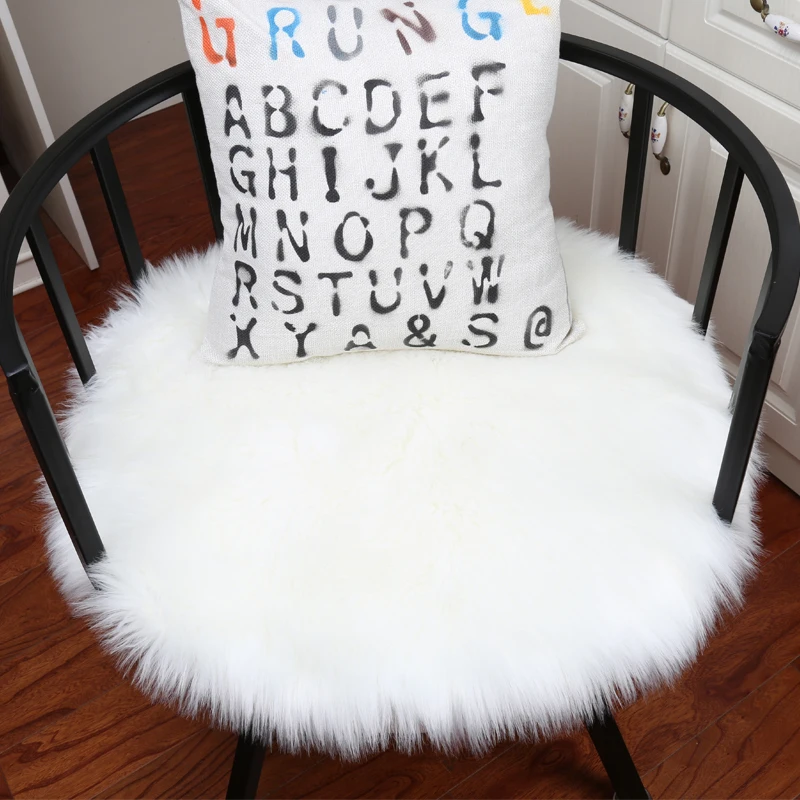 White Faux Fur Round Area Rug Plush Shipskin Flufy Pink Bedroom Rugs Living Room Soft Shaggy Floor Carpets Furry Mats Washable