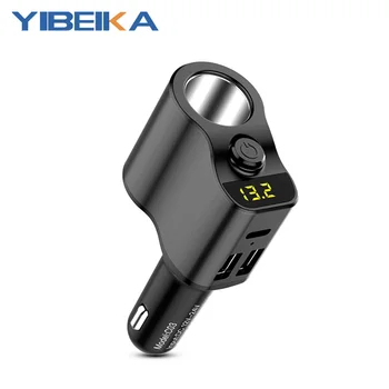 

YIBEIKA Dual USB Car Charger Digital Display Cigarette Lighter 5V 3.1A Tablet GPS Adapter Charger For Huawei iPhone Car-Charger
