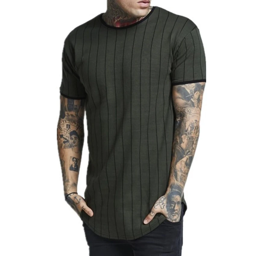 Men's New Stripe Printed T-shirt Sports Casual Summer Short Sleeve Tee Shirt Male Hip Hop Tops Clothes Man O-Neck T-Shirt |