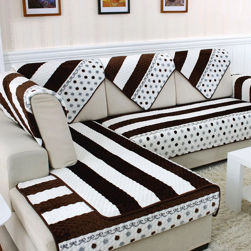 Чехлы для диванов для гостиной, плюшевая полосатая накидка на диване, современный минималистичный угловой чехол на диване, полотенце