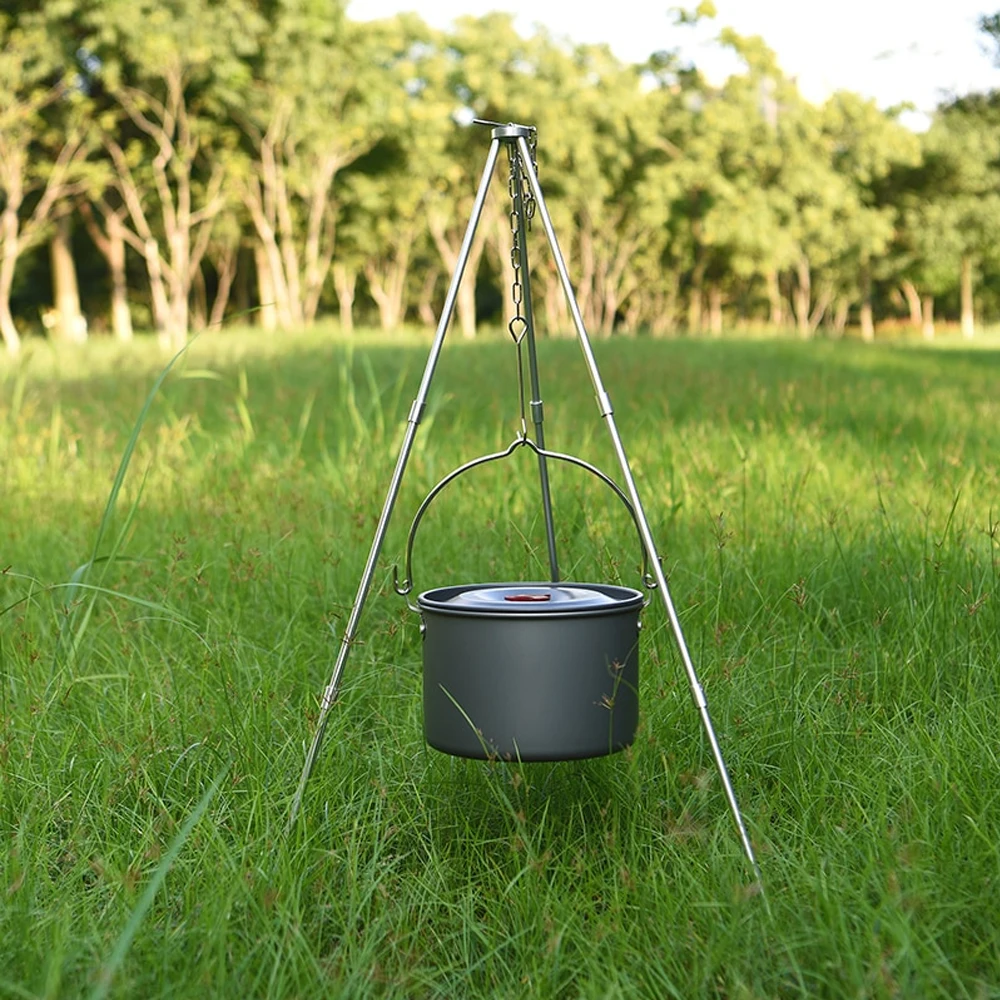 Outdoors 4-6 People Camping Non-stick Pan Camping Hanging Pot Cauldron Team Bonfire Have A Picnic Pot Portable Picnic