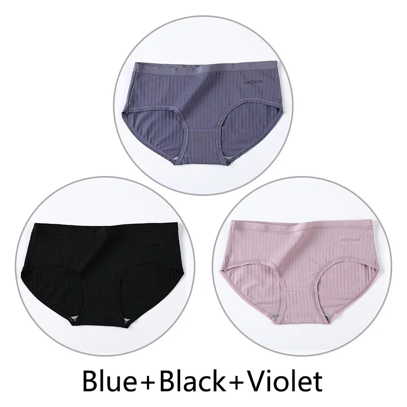 Blue Black Violet M-4XL трусики большого размера женские мягкие хлопковые женские трусы большого размера Графен антибактериальные промежность нижнее белье Высокая талия однотонное белье Новинка - Цвет: Blue Black Violet