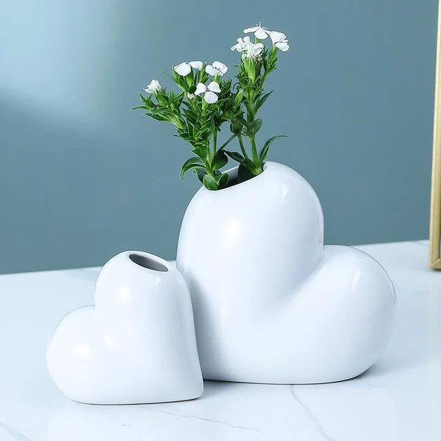 Creative heart-shaped vase Ceramic flower vases home decoration accessories Jarrones  decorativos moderno candle holder Gifts - AliExpress