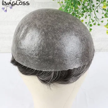 

Men's Wig 100% Human Hair Full PU Men toupee Durable 0.12-0.14mm Skin Natural Hair Male Wig Full PU Replacements Toupee For Man