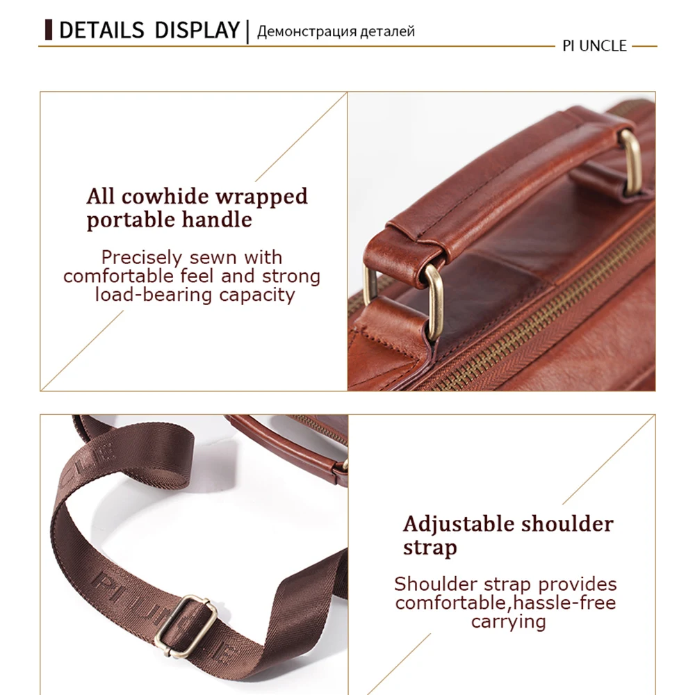 Messenger Bag men's leather briefcase leisure single shoulder backpack large capacity business travel bag