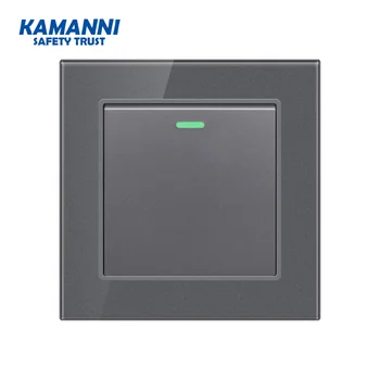 

KAMANNI 86 type 1 2 3 4 gang 1 2way Grey Glass alloy panel Switch socket LED Northern Europe Industry German UK light socket