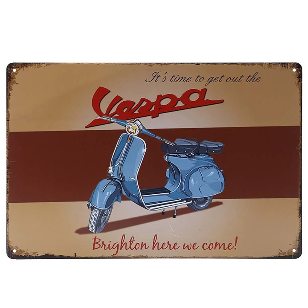 RE2482 Мотоцикл Lambretta плакат Винтаж мотоцикл металлическая банка доска значки в стиле ретро пластины домашний декор для стен 20x30 см - Цвет: RE2482