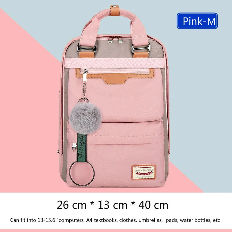 Classic Waterproof Nylon Kids Backpack Girls for Middle School Students Travel Shoulder Backpacks Children Schoolbags Women Bag - Цвет: Pink-M