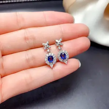 

Natural And Real Sapphire Earring 925 sterling silver Fine jewelry For men women