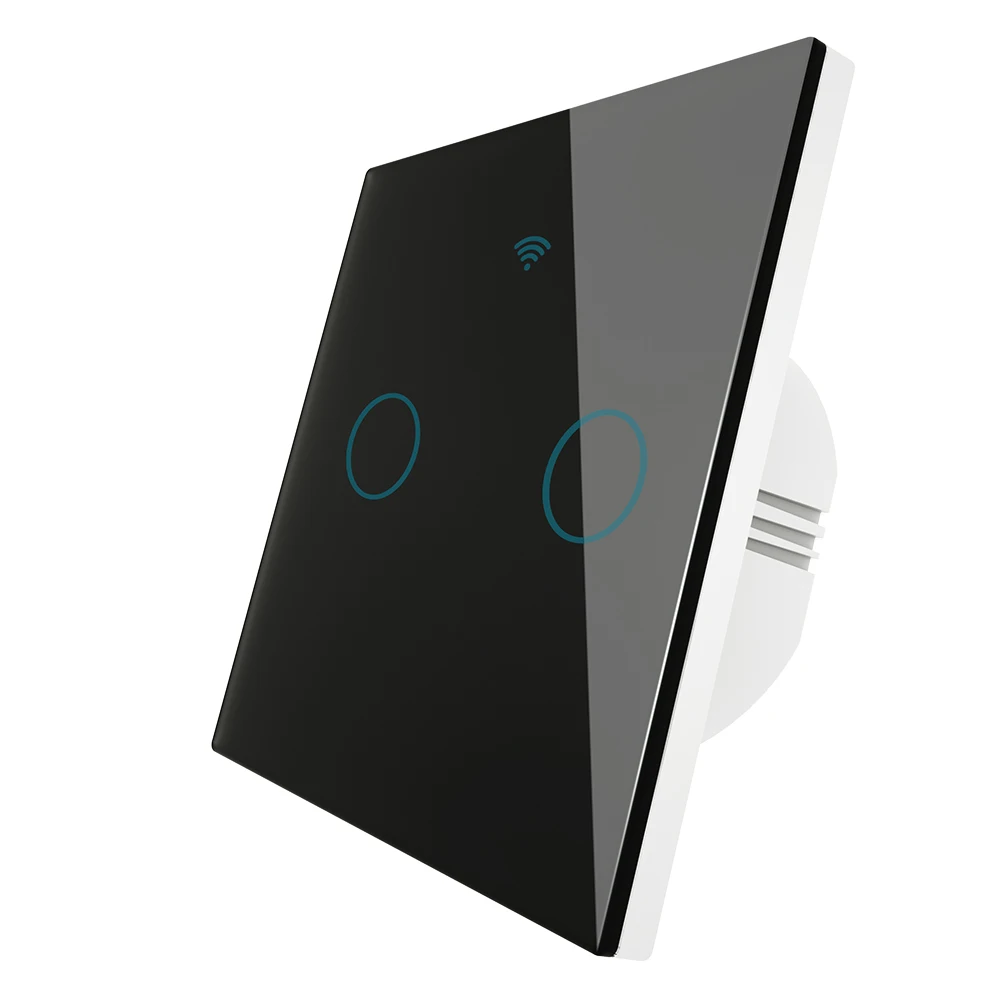 2 Gang Black Switch WiFi умный настенный сенсорный выключатель света Smart Life/Tuya беспроводной пульт дистанционного управления работает с Alexa Google Home белый черный золотой - Цвет: 2 Gang Black Switch