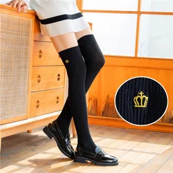 Spring and Autumn Period and the Combed Cotton Embroidery Crown Stockings Female JK Knee-high Socks in the Japanese INS Thigh