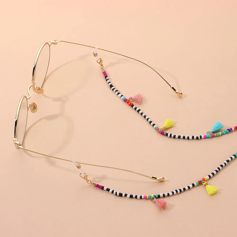Glasses Chain Multi-color Beaded Anti-lost Lanyard Mask Strap Necklace Tassel Hanging