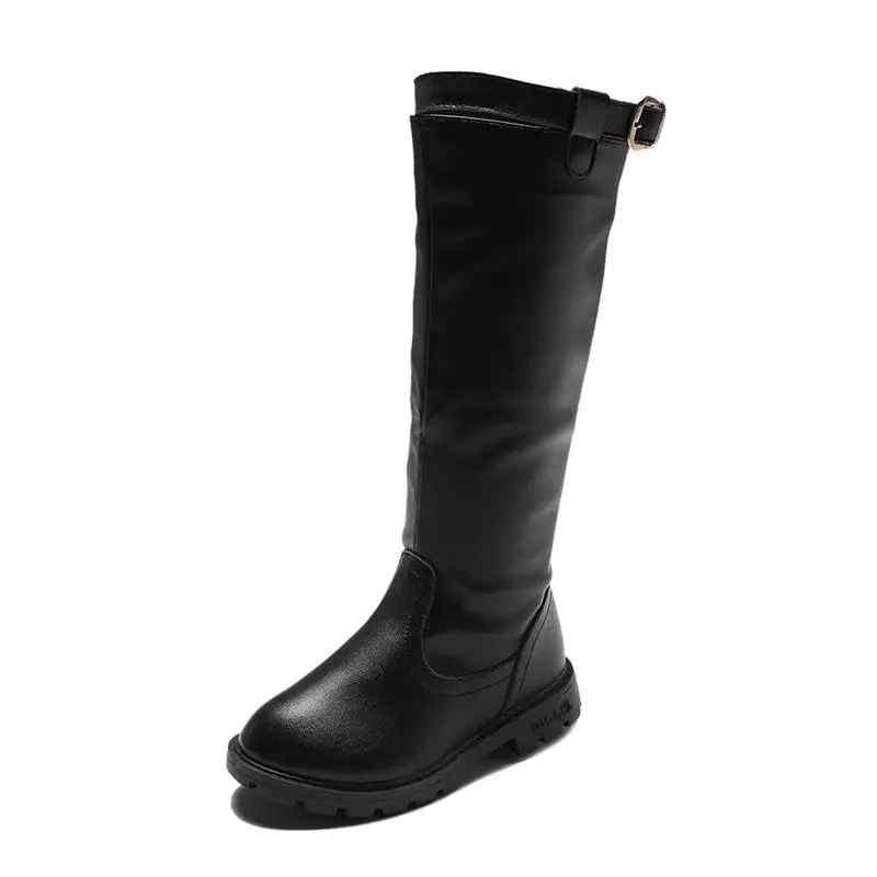 Winter Toddler Infant New Children Baby Girls Fashion Solid Flock Long Outdoor Shoes Boots Kids Shoes Sapato Bota Infantil - Цвет: Black