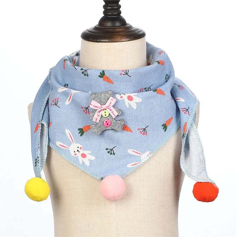 Треугольный хлопковый шарф с цветочным принтом; шали для девочек; теплый детский шарф; воротники на шею; сезон осень-зима; одежда на шею; нагрудник; Детский шарф - Цвет: C28