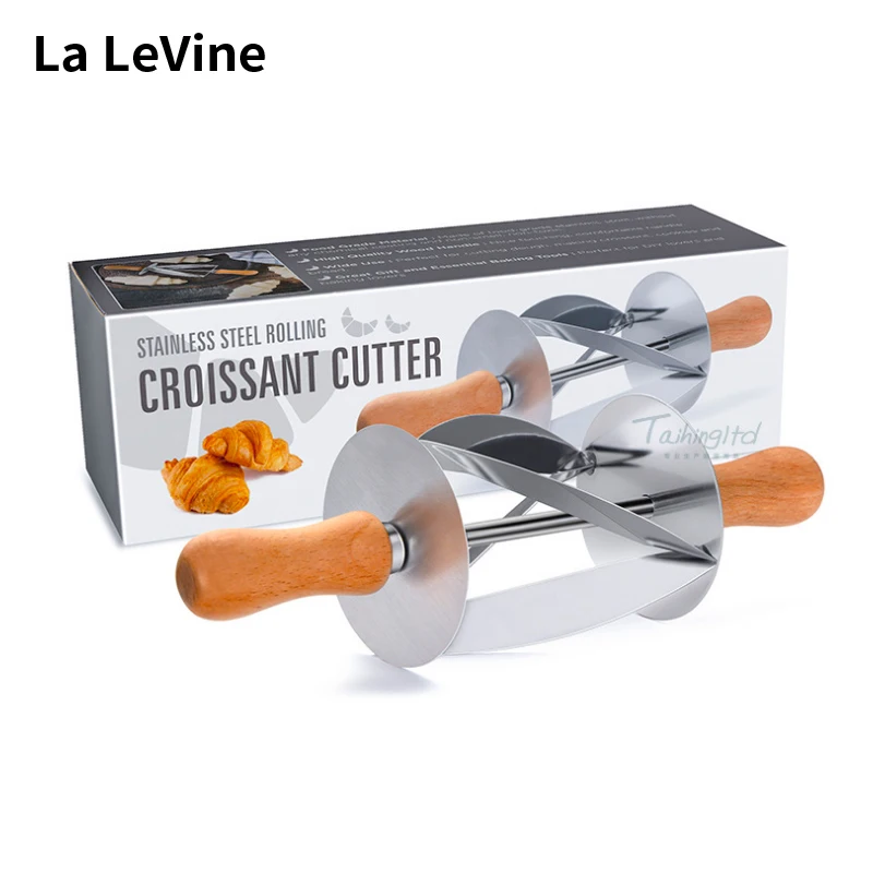 1 PC Stainless Steel Roller Croissant Tool Wooden Handle for Making Croissant Croissants Cutter Bakery Tools Kitchen Accessories