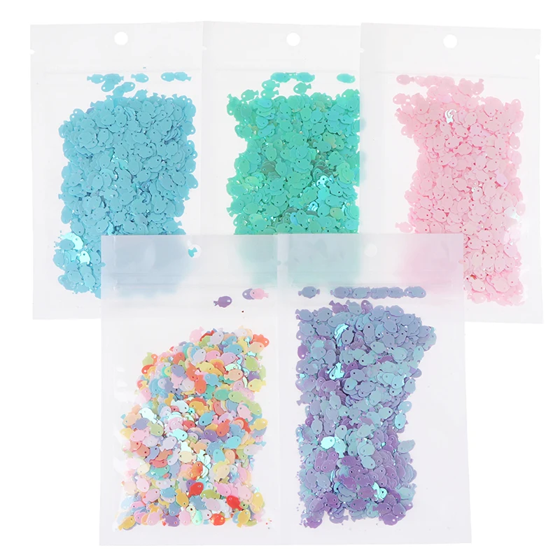 10 г/пакет красочные рыбки блестки DIY Slime материал блестки Lentejuelas фитинги для рукоделия ремесло бижутерия 6*8 мм
