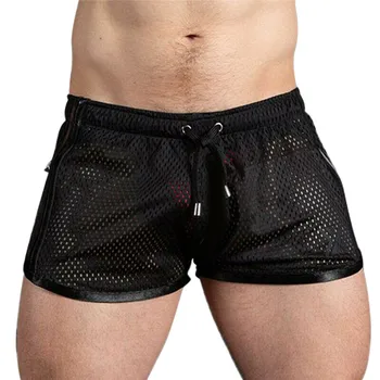 

Men Sports Short Pants Summer Black White Striped Training Bodybuilding Training Shorts Workout Fitness Gym Exercise Mesh Shorts