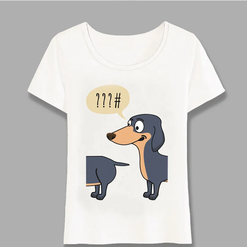 

Novelty Dachshunds Dog Look Back T-Shirt Summer Fashion Women T Shirt Funny Animal Print Tops Female Casual Tees Harajuku