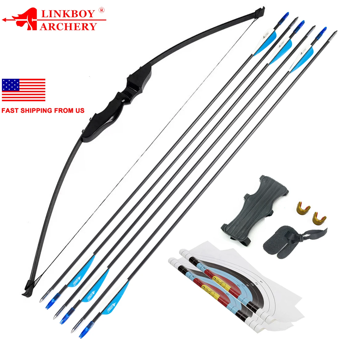 Archery Recurve Takedown Bow and Arrow Set 40lbs for Youth Adult