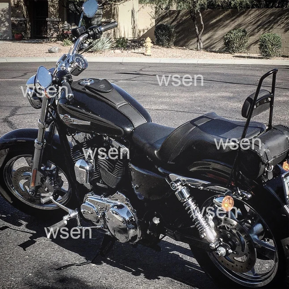 Glossy Black Triple Polished 20" Tall Sissy Bar with Backrest Pad Fit Harley 2004- Sportster XL 883 1200 XL Models