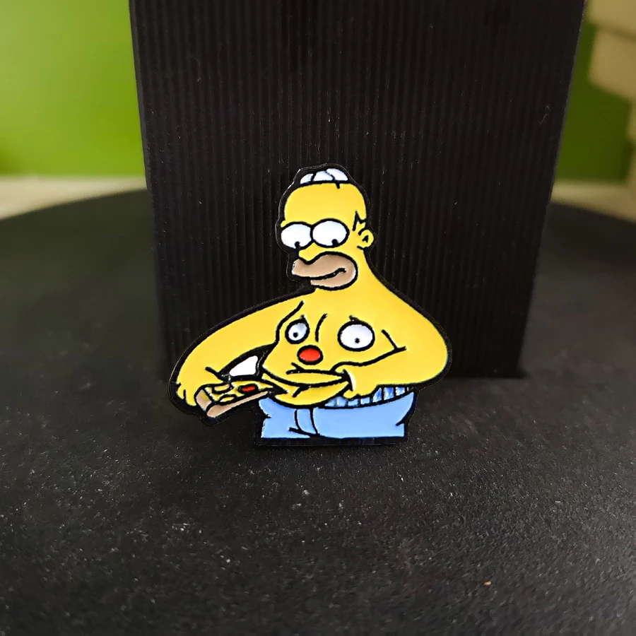 Симпсоны на булавке Meme Fat Paunchy Homer Jay живот едят пиццу ТВ-шоу мультипликационный персонаж nternet брошь Милые эмалированные булавки для фанатов