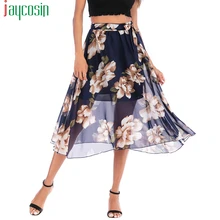 Сетчатая Прозрачная женская юбка с высокой талией, свободная, с рюшами, модная женская юбка, вечерние размера плюс, прозрачная, повседневная, Пляжная, длинная юбка