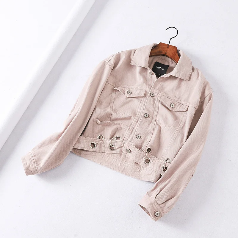 

113xc Girl Pink Light Retro Loose-Fit Pink Long Sleeve Jacket