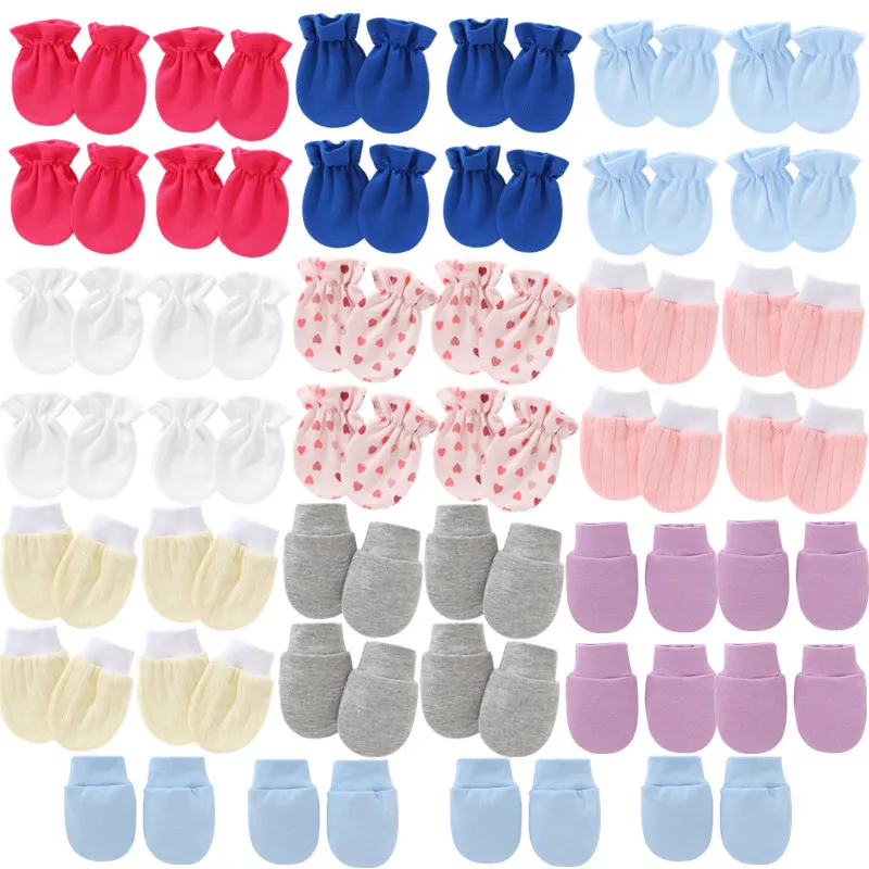4 Pairs/set Soft Cotton Baby Gloves Anti Scratching Face  Protection Newborn Mittens Infant Handguard Supplies Baby Gloves 0-5M