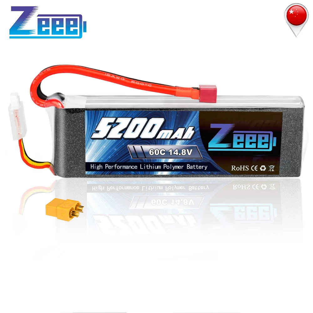

Zeee 14.8V 5200mAh 60C 4S LiPo Battery with Deans And XT60 Connector LiPo Battery For RC Helicopter Quadcopter Car Truck Boat