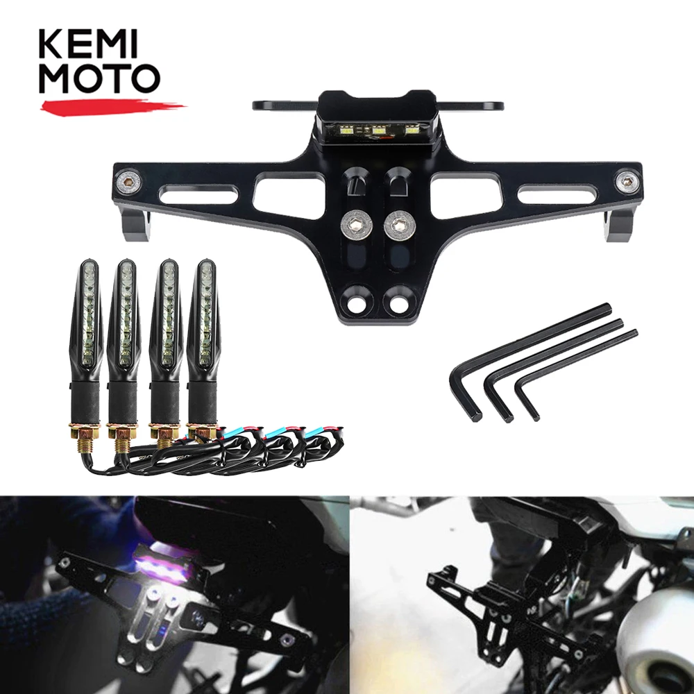 Cheap KEMiMOTO Motorcycle Fender Eliminator Adjustable License Plate Holder Bracket LED For HONDA CBR 125R For KTM 390 690 duke