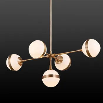 

American Loft RH Retro Metal Round Led E14 Chandelier Lustre Luminaria for Living Room Glass Shades Pendant Chandelier Lighting