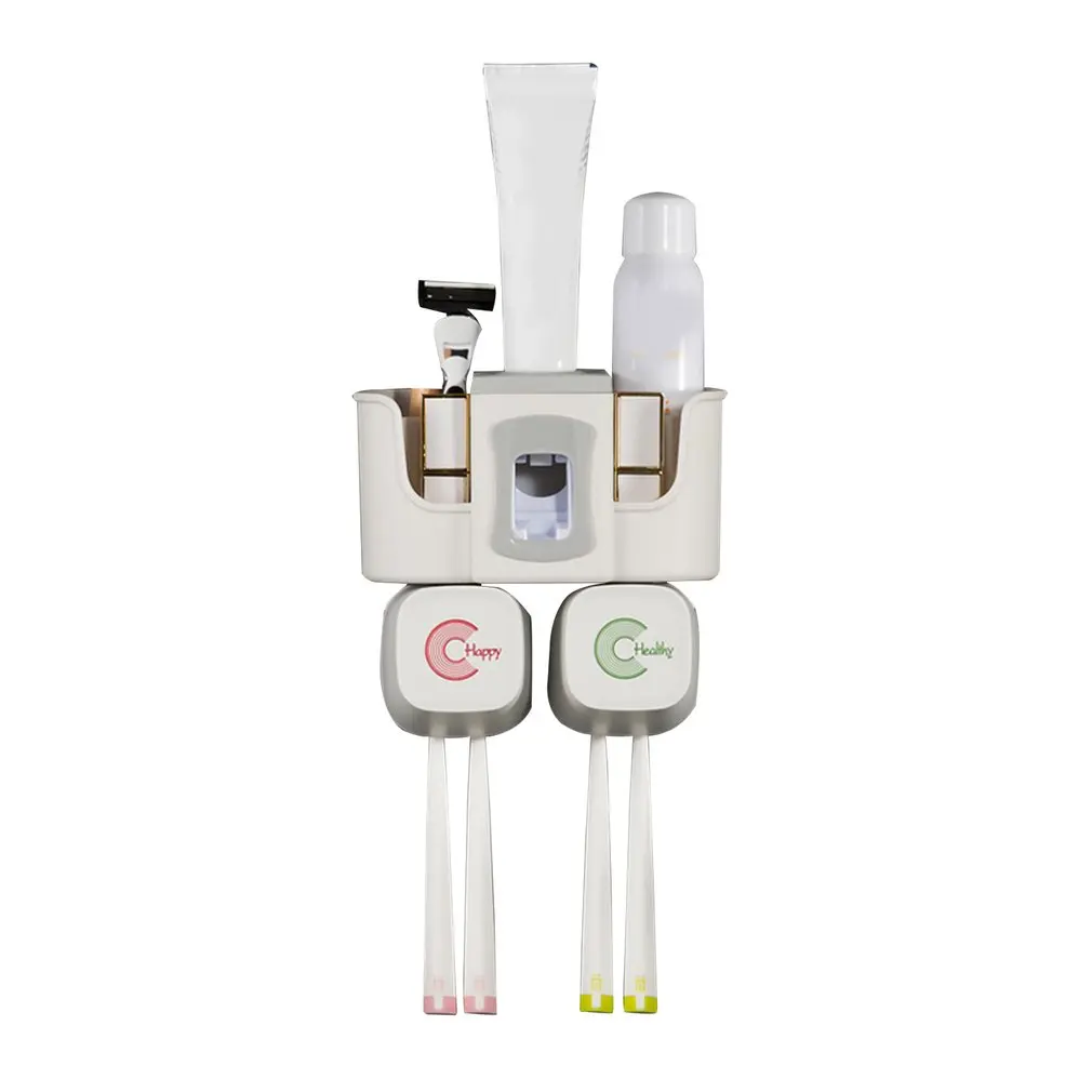 Держатели для зубных щеток Aotumatic зубная паста соковыжималка Диспенсер для ванной наборы ящик для хранения для ванной комнаты чехол бытовой инструмент - Цвет: Фиолетовый