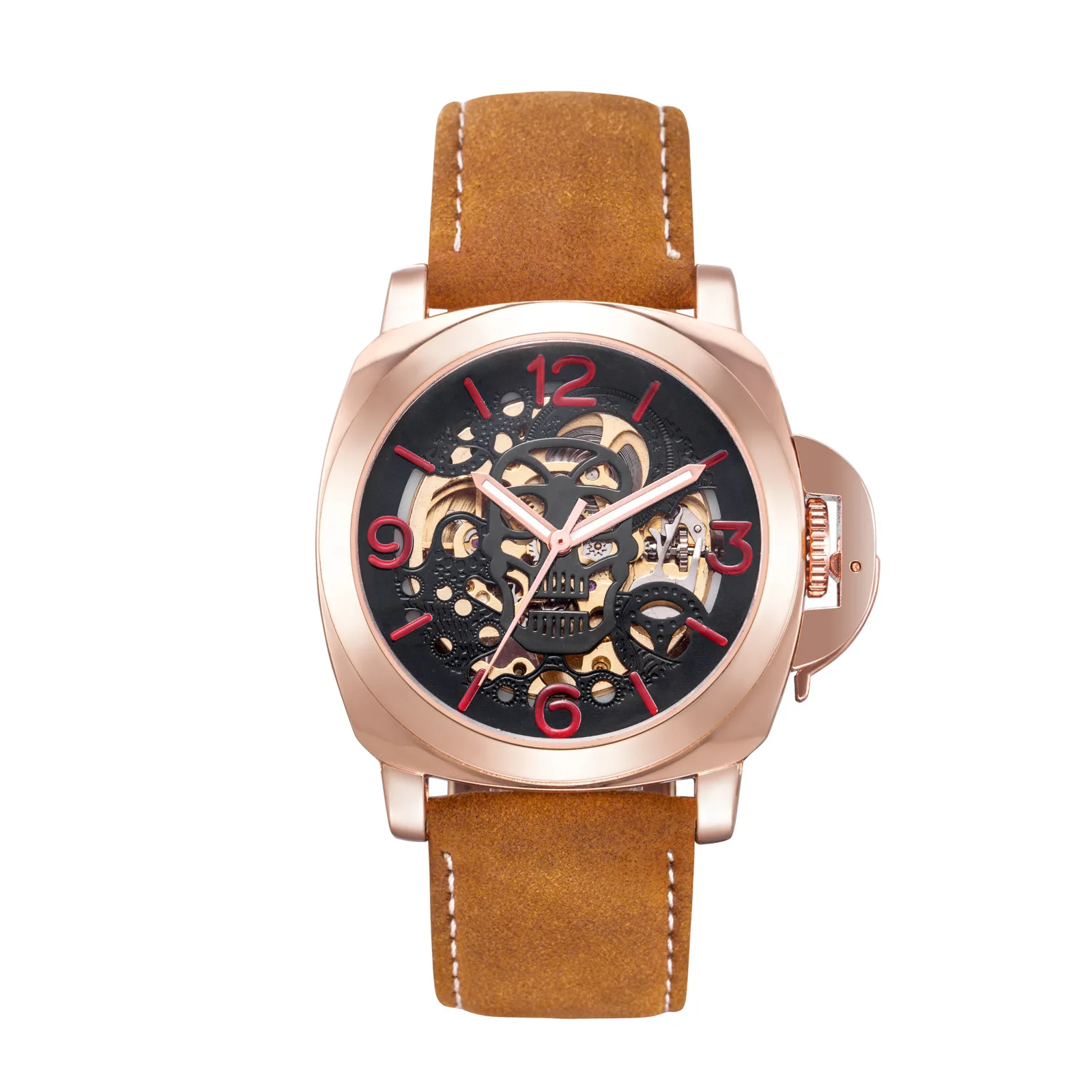 

Switzerland luminous military watches men luxury brand fashion face Ghost head belt automatic mechanical watch reloj hombre