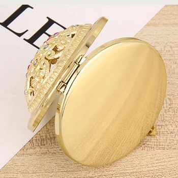 

Newly Folding Pocket Mirror Round Compact Double-sided Crystal Hollow Makeup Mirrors CLA88