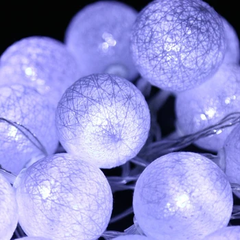 

10/20 LED Cotton Ball Battery String Light Holiday Wedding Christmas Party Decor