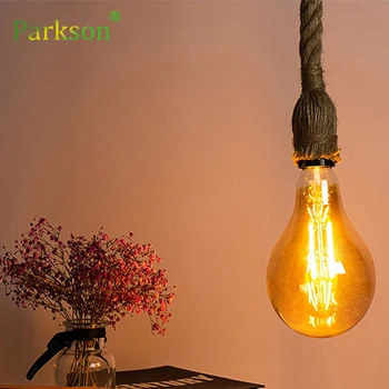

Hemp Rope Pendant Lights Indoor Lighting Vintage Retro Loft Industrial Hanging Lamp For Living Room Kitchen Light Fixture Decor