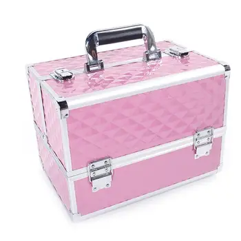 

Multi-layer Professional Portable Aluminum Cosmetic Makeup Case Pink ship from US drop shipping