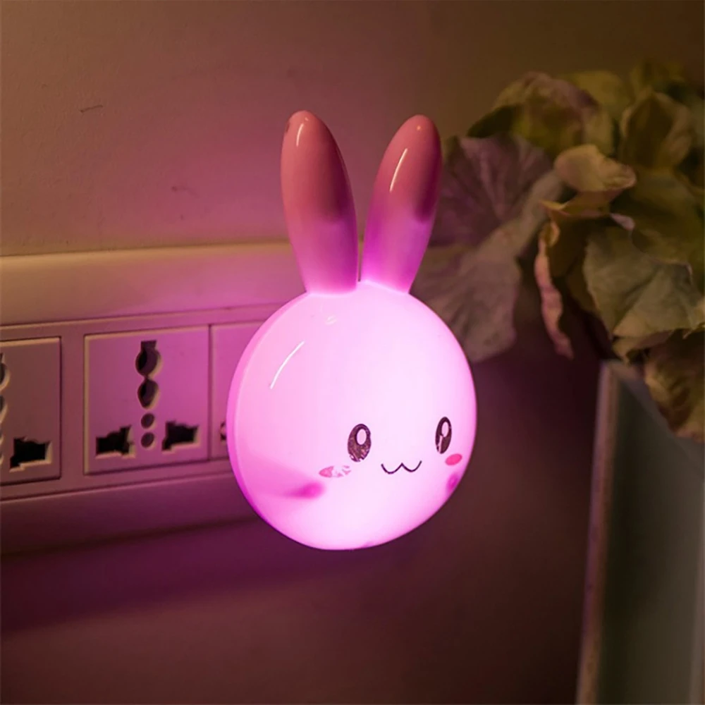 Mini interruptor de dibujos animados para dormitorio, luz Led de noche  pequeña con forma de conejo, 5 uds., lámpara de ahorro de energía luminosa  enchufable para cabecera, regalos para niños| | - AliExpress