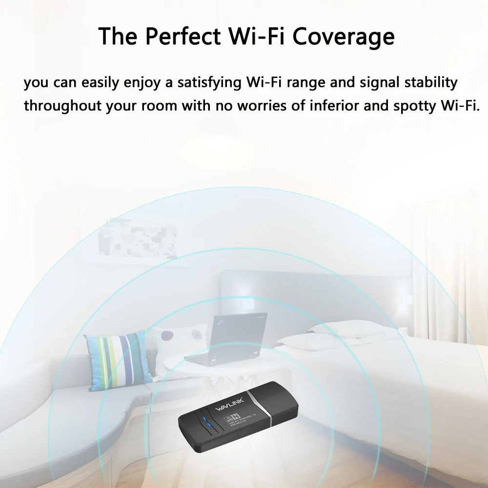 Wi Fi адаптер Wavlink Mini N300 беспроводной сетевой USB WPS IEEE802.11b/g/n для Windows XP/Vista/7/8/8.1/10 MAC