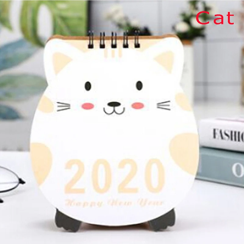 Cat 1 шт., настольная бумага с изображением свежего животного, календарь, двойной ежедневный планировщик, планировщик стола, год, органайзер для стола - Цвет: Cat