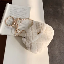 Осенне-зимние модели, меховые маленькие сумки для женщин, зимняя новая Корейская версия, дикая сумка-мессенджер, модная сумка на цепочке с ромбовидным узором