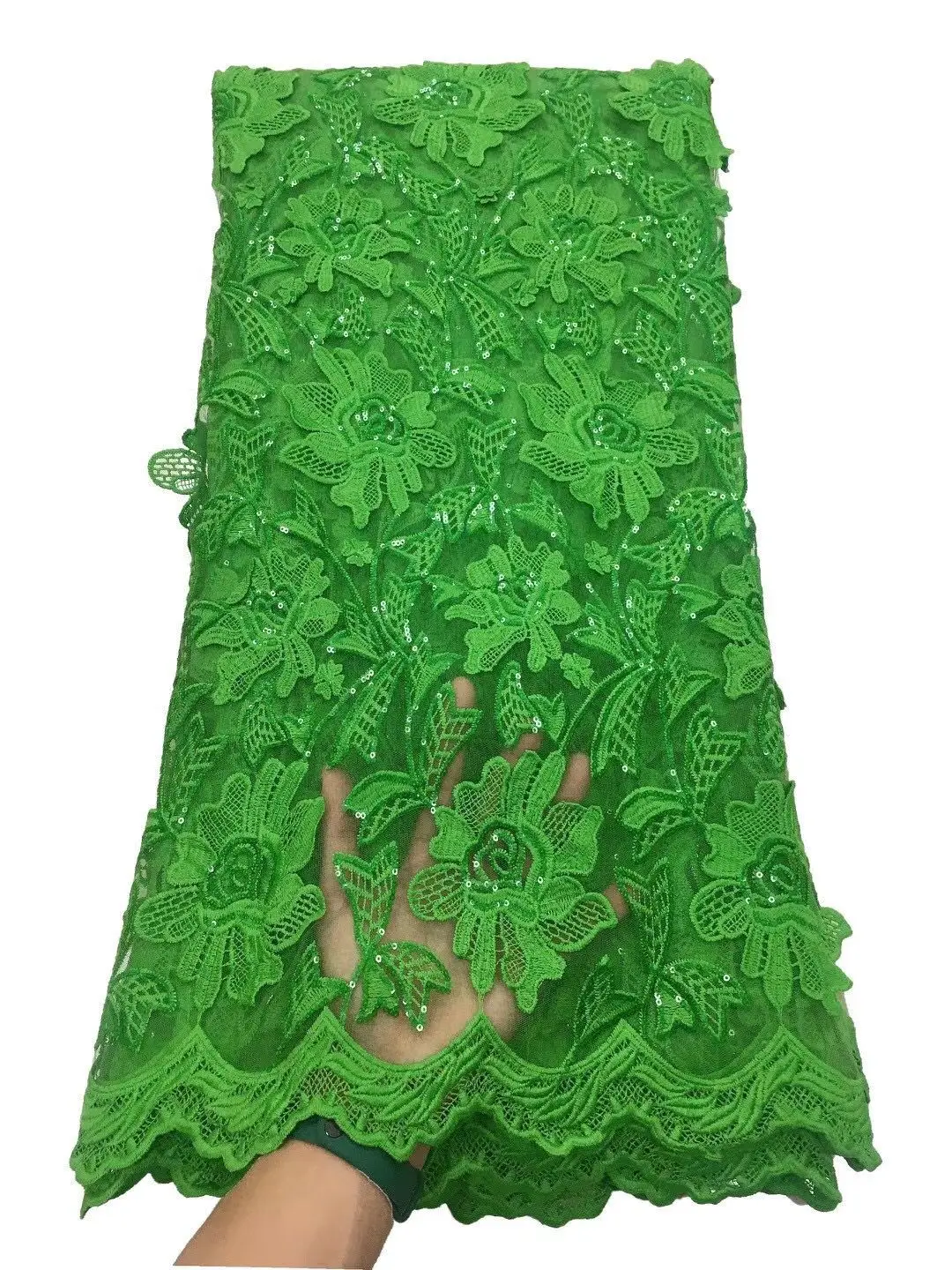 2021 зеленая Высококачественная африканская кружевная ткань органза французская